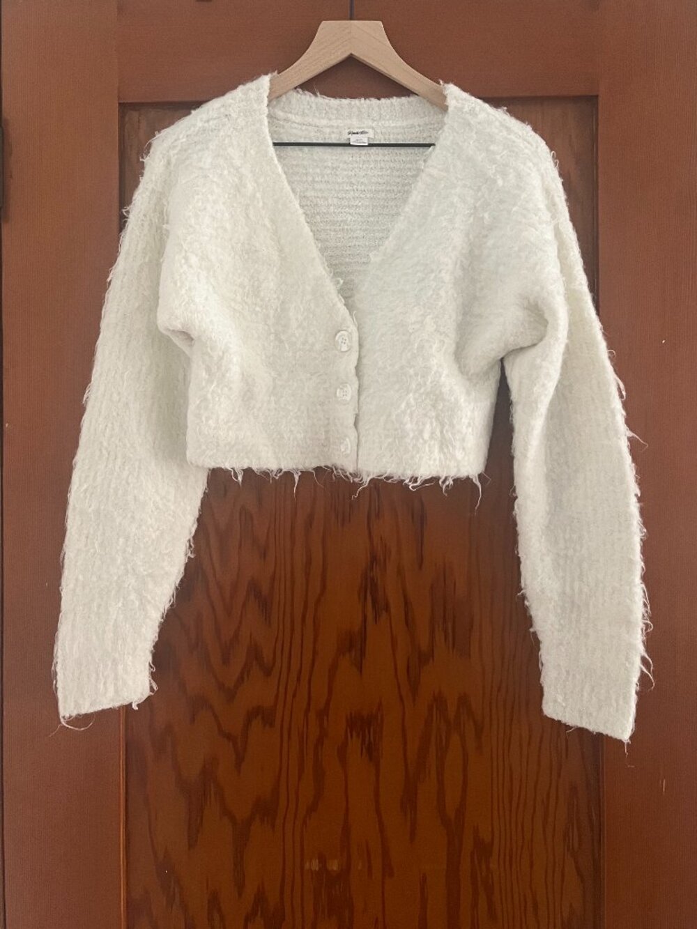 Urban Outfitters Kimchi Blue Adaline Cropped Fuzzy Knit Cardigan - White - XS - Picture 3 of 6